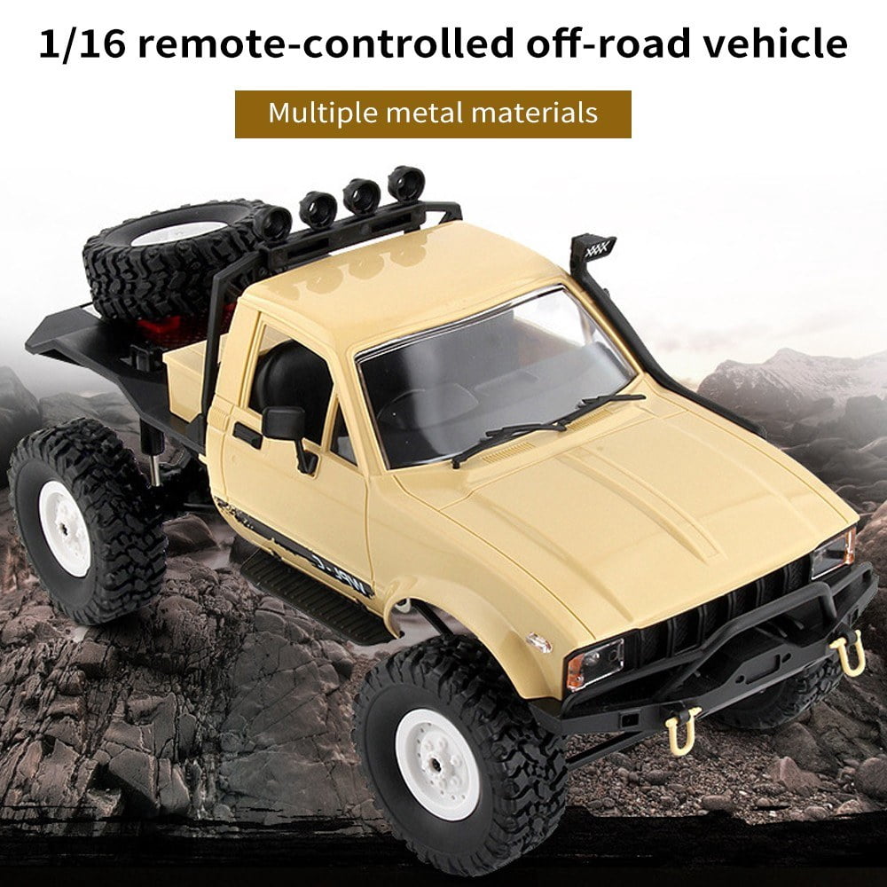 WPL 1/16 Remote Control Military Truck 4WD Off-road Climbing Car with LED Lights