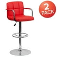 thumbnail image 4 of BizChair 2 Pack Contemporary Red Quilted Vinyl Adjustable Height Barstool with Arms and Chrome Base, 4 of 15