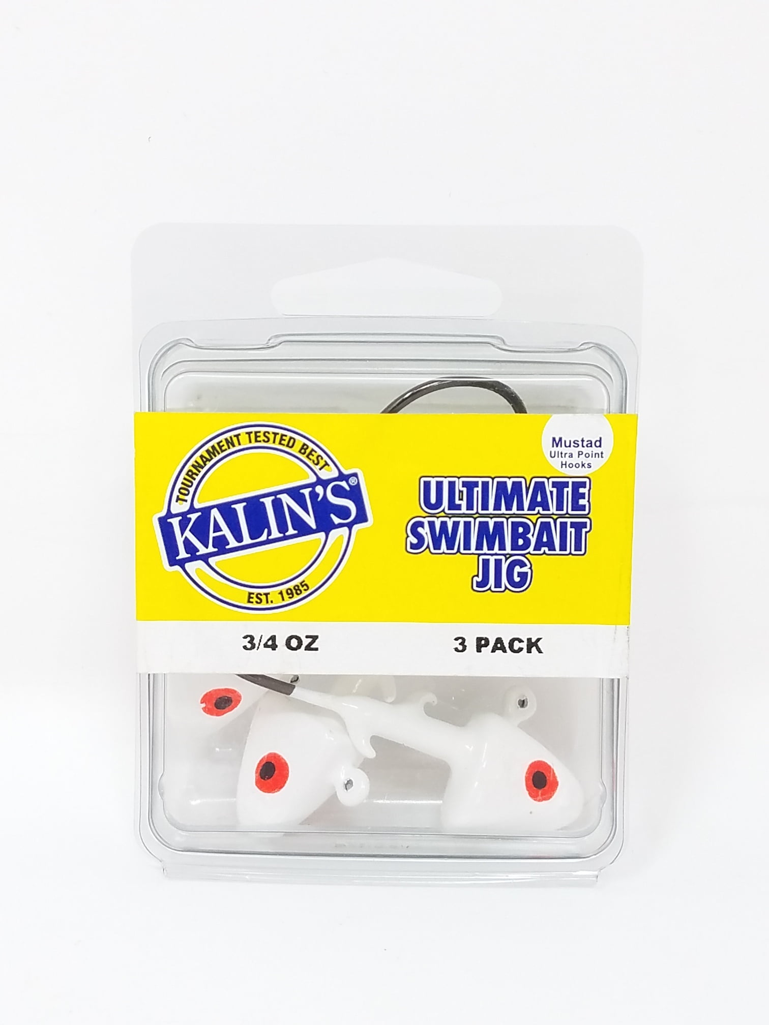 Kalin's Freshwater Ultimate Swim Bait Fishing Jig, White, 3/4 oz., 3pk, Lake