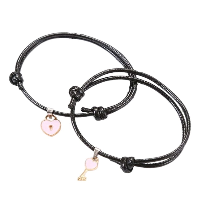 Pulseras ajustables para Parejas para esposo y esposa Delicadas ajustadas desde 6.3 pulgadas Rosado Sunnimix