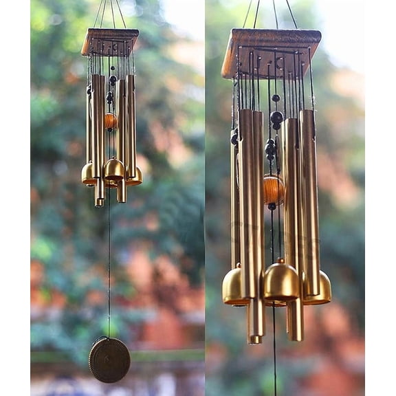 Paradigm Pictures Home Decoration Items Wind Chimes for Home (Golden,Pipe & Hanging Bells