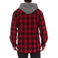 thumbnail image 2 of Men’s Sherpa-Lined Hooded Flannel Shirt Jacket Color: Red Black Size: L, 2 of 3