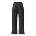 thumbnail image 5 of ibuvkizy Clearance Women's Cotton Linen Fall Palazzo Pants Drawstring Elastic Waist Casual Wide Leg Beach Trousers with Pockets Black,M, 5 of 5