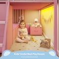 thumbnail image 5 of Low Loft Bed Twin Size with Upholsterd Headboard and 8 Storage Drawers, Metal Loft Twin Bed Frame with LED Lights, Under-Bed Play Area, Play Curtain, Safety Guardrail and Ladder, Pink, 5 of 10