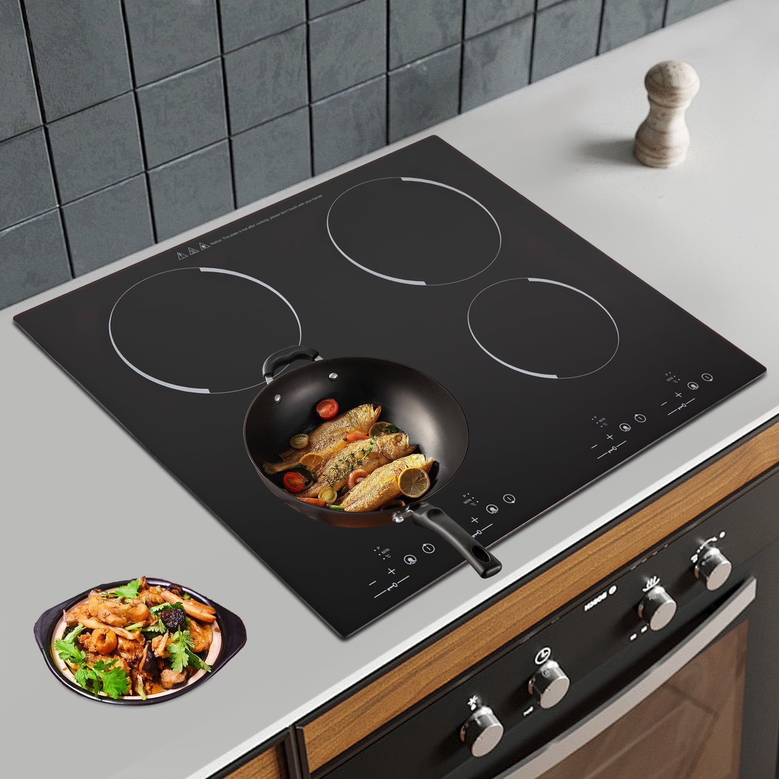 Peakora Electric Cooktop, Built-in Cooktop 3000W, Electric Stove Top with 4 Electric Burners, 9 Heating Level, Kid Safety Lock, Sensor Touch Control, 110V