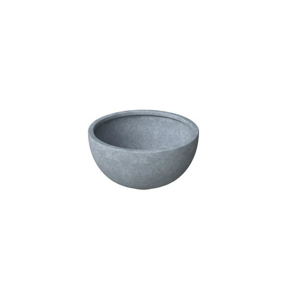 Modern Round Planter - 12" Grey Fiberstone & Clay Pot - Weatherproof Design with Drainage