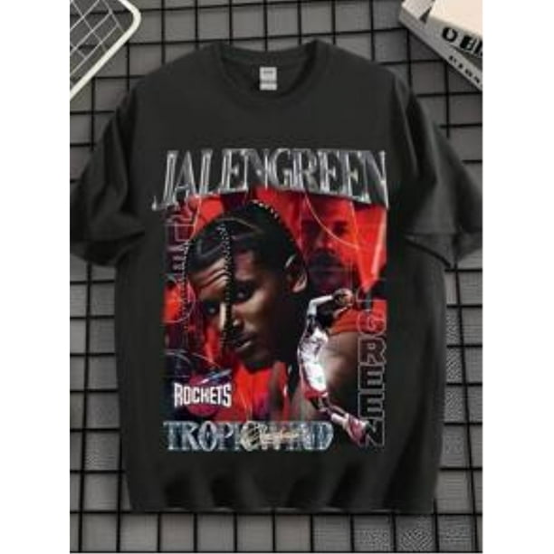 EWH Jalen Green, Basketball Theme, T-Shirt, Rockets, American , Retro, Remote , Men's, Loose, Short Sleeved, Top