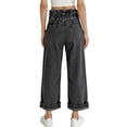 thumbnail image 2 of Favoffer Jeans Big Girls Solid Ripped High Waist Loose Bottoms Straight Wide Leg Denim Long Pants Casual Fashion for Daily Outing Party Holiday Travel School Activity 1-10Y, 2 of 6