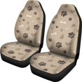 thumbnail image 3 of Beige With Brown Dog Love Pattern With Paw Prints Bones Hearts Car Seat Covers Pack of 2 Universal Front Seat Protective Cover, 3 of 6