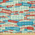 thumbnail image 2 of Ambesonne Fitness Fabric by the Yard Microfiber, Jumble Words of Exercise, 10 Yards, Ivory Vermilion Blue, 2 of 2