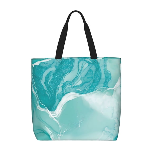 Rateoe Teal Turquoise 1 Print Lightweight Tote Bag for Women, Water-Resistant Shoulder Bag with Zipper, Spacious Casual Handbag for Work, School, Shopping