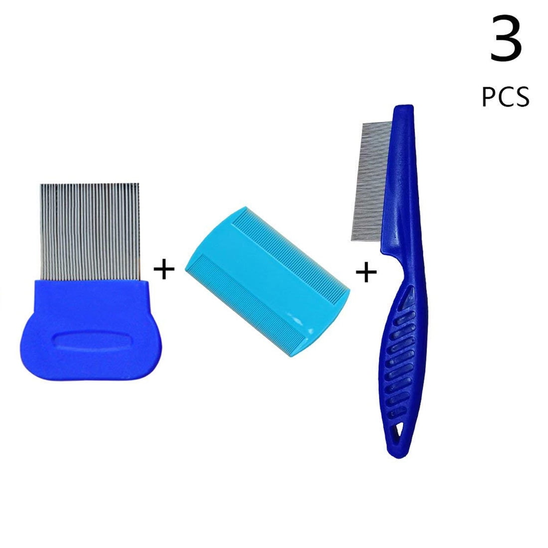 3 Pack Dog Hair Flea Comb, Stainless Pin Dog Cat Grooming Tick Lice Comb, Random Color