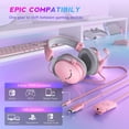 thumbnail image 2 of Auriculares para juegos FIFINE H9 USB para colocar sobre las orejas con conector 7.1 de 3,5 mm, color rosa, 2 of 7