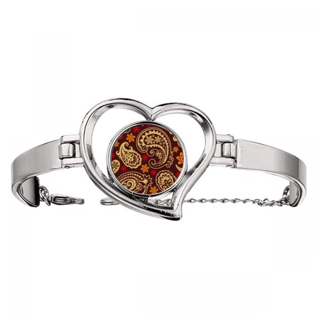 Impresion arte colorido repetir tela marrón Pulsera pulsera de joyería en forma de corazón Unbranded M