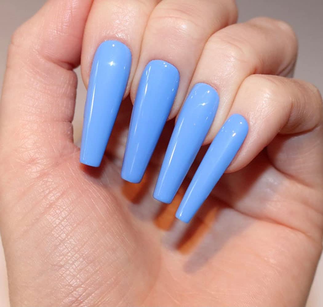 Coffin Press on Nails Extra Long Fake Nails Tips Full Cover Ballerina Acrylic False Nails for