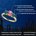 thumbnail image 2 of Gem Stone King 18K Yellow Gold Plated Silver Pink Mystic Topaz and London Blue Topaz Engagement Ring for Women | 2.90 Cttw | Round 6MM | Gemstone November Birthstone | Size 9, 2 of 6