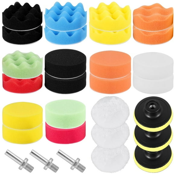 29Pcs Car Polishing Pad Kit 3inch Washable Buffing Polishing Pads Sponge Polishing Pads Reusable Wool Fiber Polishing Pad Car Detailing Drill Waxing Polishing Kit for Car
