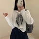 thumbnail image 2 of Cárdigan de punto de nicho con diseño hueco nuevo de otoño e invierno coreano, temperamento femenino, estilo elegante con chaqueta de suéter con bufanda, 2 of 5