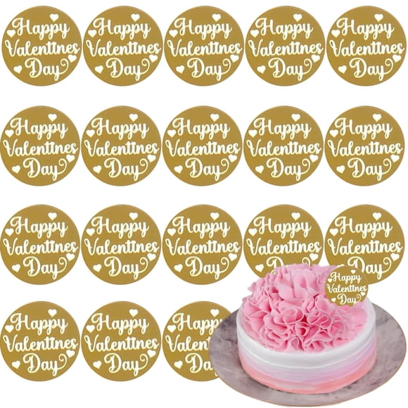 Adorno para cupcakes HeartYue para el Día de San Valentín, acrílico dorado, 20 unidades