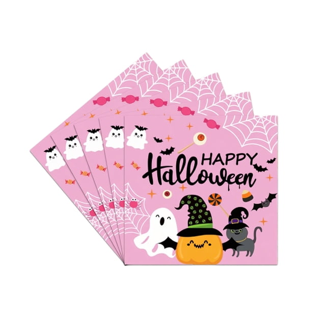 Cute Pumpkin Ghost Paper Plates Napkin Tableware Set Halloween Party Tableware Supplies Tableware Set