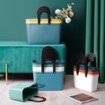 thumbnail image 2 of OUSITAID Hand Basket Portable Stripe Texture Easy to Clean Outdoor Picnic Solid Color Plastic Shopping Pouch for Bathroom, 2 of 8