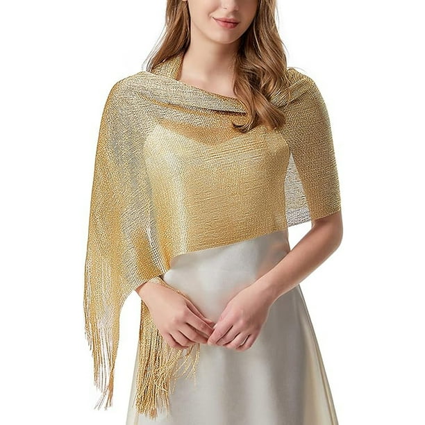 Women's Sparkle Metallic Shawls and Wraps, Womens Glitter Pashmina Shawl  Scarf for Evening Dresses Bridal Bridesmaid Wedding,Gold - Walmart Business  Supplies