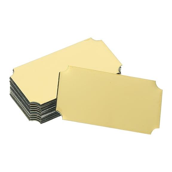Uxcell 12 Pcs Blank Name Plates, 1.6 x 0.9" Engraved Metal Name Plate Laser Strong Adhesive Nameplate Stainless Steel Custom Blank Plates for Signs DIY Crafts, Gold Notched Corner