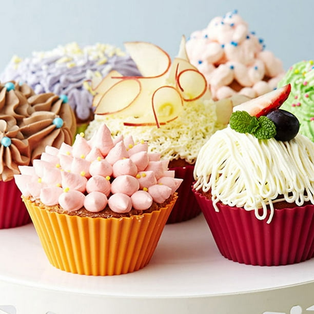 24 pièces moules à Cupcake en Silicone coloré antiadhésif moules à Cupcake  de couleur vive ensemble de tasses de cuisson couleur aléatoire 
