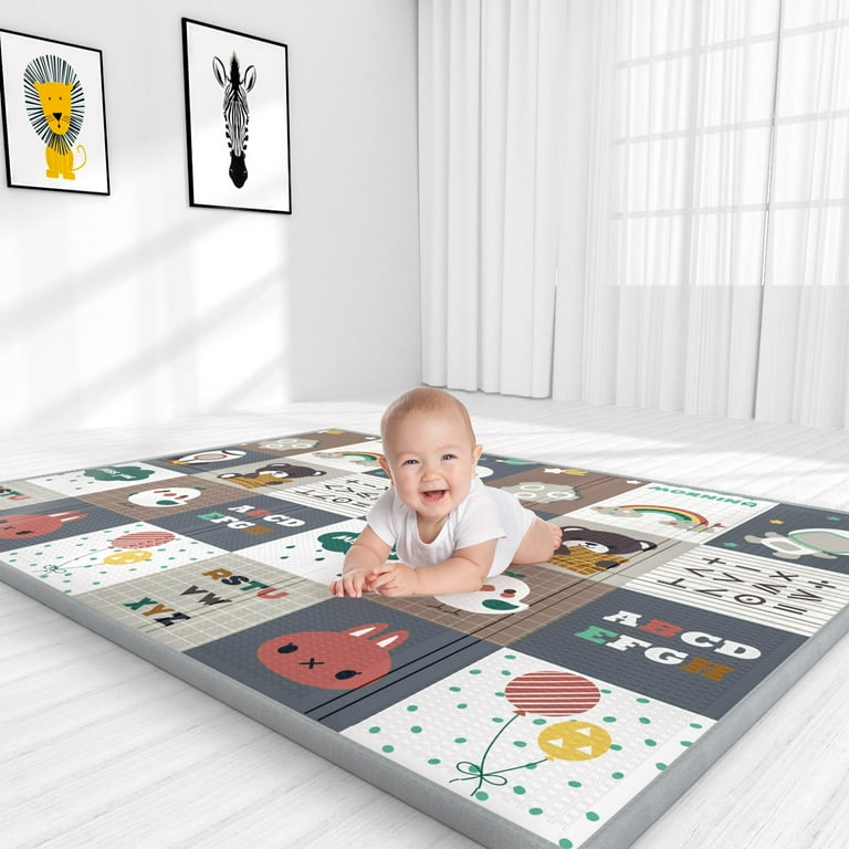 Reversible Baby Play Mat 78x71 - Extra Large, Foldable, Thick