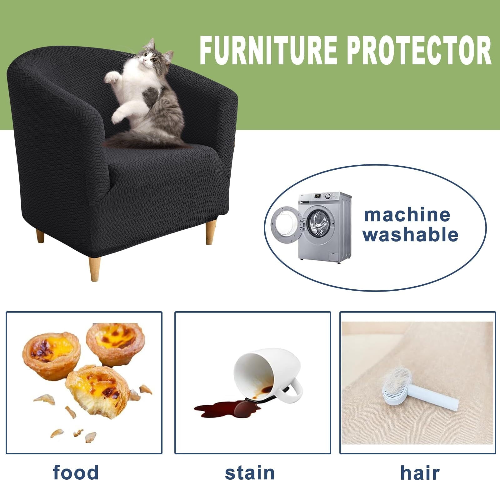 LKJYER Club Chair Slipcover Jacquard Barrel Chair Covers Stretch Tub Chair Slipcovers Soft Armchair Sofa Covers Removable Couch Cover Protector for Living Room Hotel Restaurant