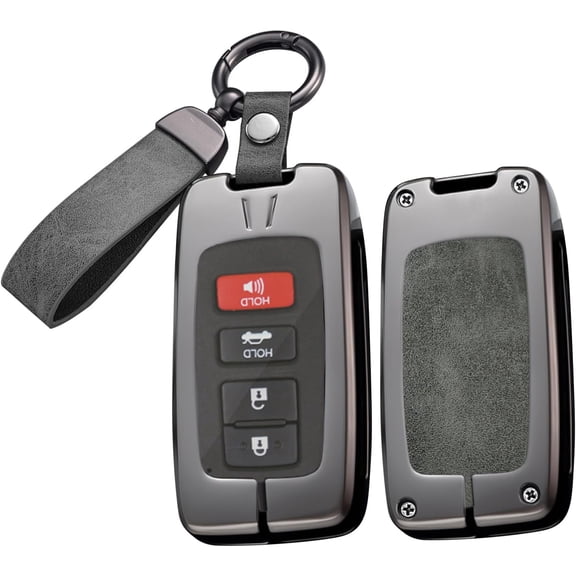 Key Fob Cover, Remote Key Shell Protector Compatible with Toyota Tacoma Avalon Camry Corolla RAV4 Highlander Sequoia Tundra 4Runner 2021‑2023, 2/3/4‑Button, Brown Keyring Holder