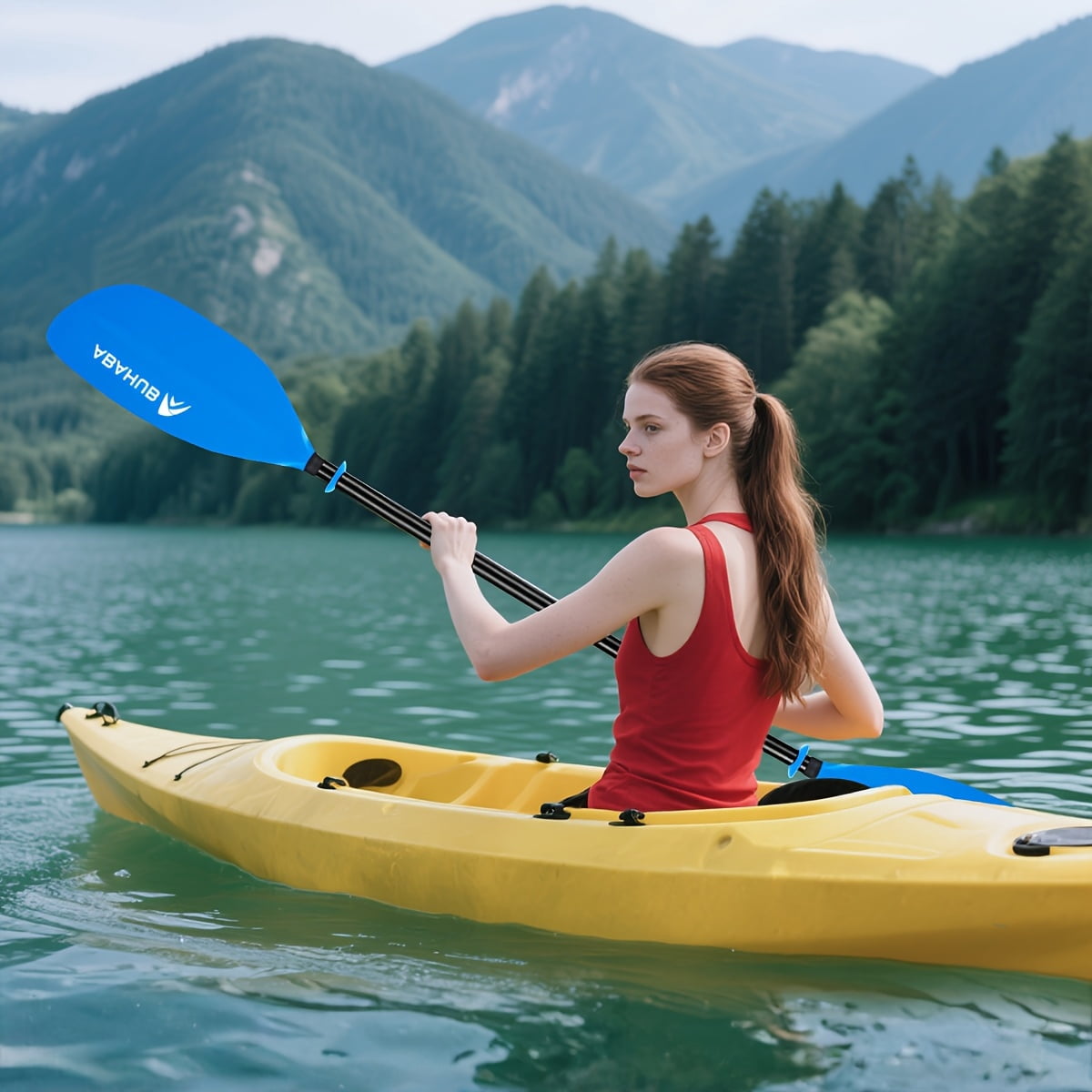 AbahubFit Kayak Paddle 86in/218cm (2-Piece), Lightweight&Floatable Aluminum Shaft for Kayaking Canoeing Boating