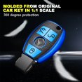 thumbnail image 5 of x xotic tech Blue TPU Grainy Leather Texture Key Fob Shell Cover Case w/ Keychain,Compatible with Mercedes Benz A,B,C,E,S,R,CL,CLA,AMG,SL,SLK,CLS,G SERIES 3-Button Smart Keyless Entry Key, 5 of 8