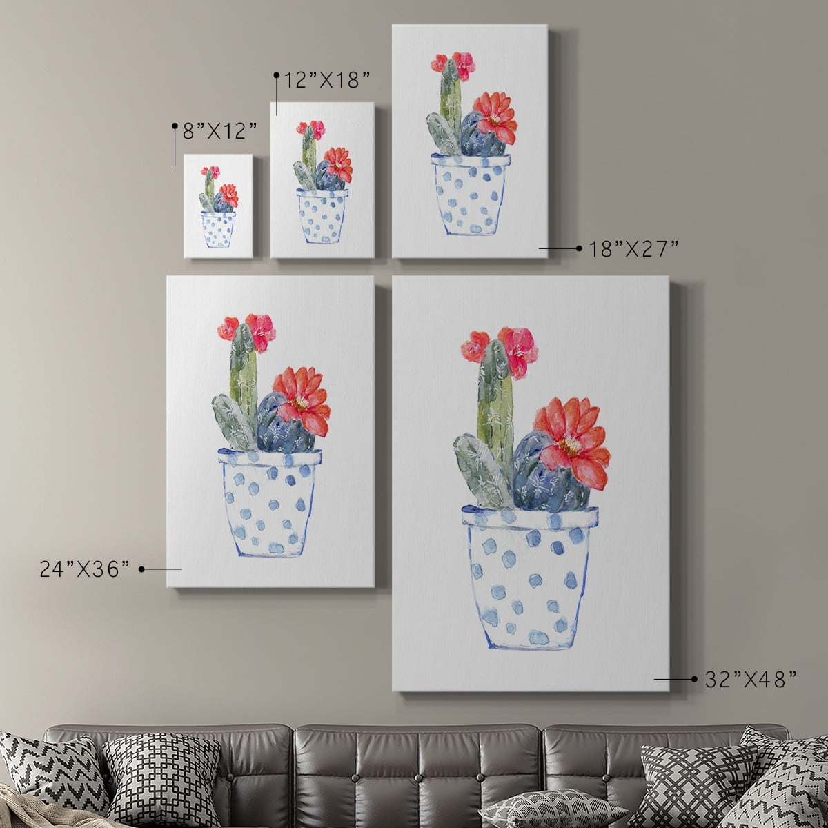 Cactus and Succulent Blooms II Premium Gallery Wrapped Canvas - Ready to Hang