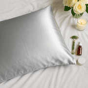 BULK N LOTS Satin Pillowcases - Grey Queen Size 2 Pack with Envelope Closure, Cooling, Wrinkle-Free, and Silky Smooth Pillow Covers for Sleeping and Skin Care (20x30