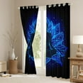 thumbnail image 4 of Feelyou Western Bohemian Yoga Black Out Curtains, Blue Lotus Flower Curtains Pack of 2 (42x63 Each), Vintage Mandala Damask Flower Bedroom Curtains, Living Room Curtains Decor, 4 of 7