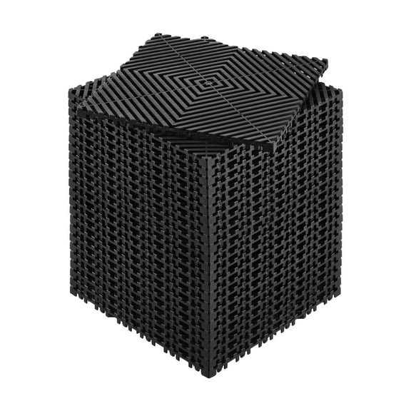 KFFKFF Drainage Floor Mat Set, 12” x 12” Detachable Cushioning Tiles, Pack of 24 Interconnected Drainage Mats, Black PP Material, Anti-Slip, Ideal for Garage, Garden, Kitchen & Outdoor Use