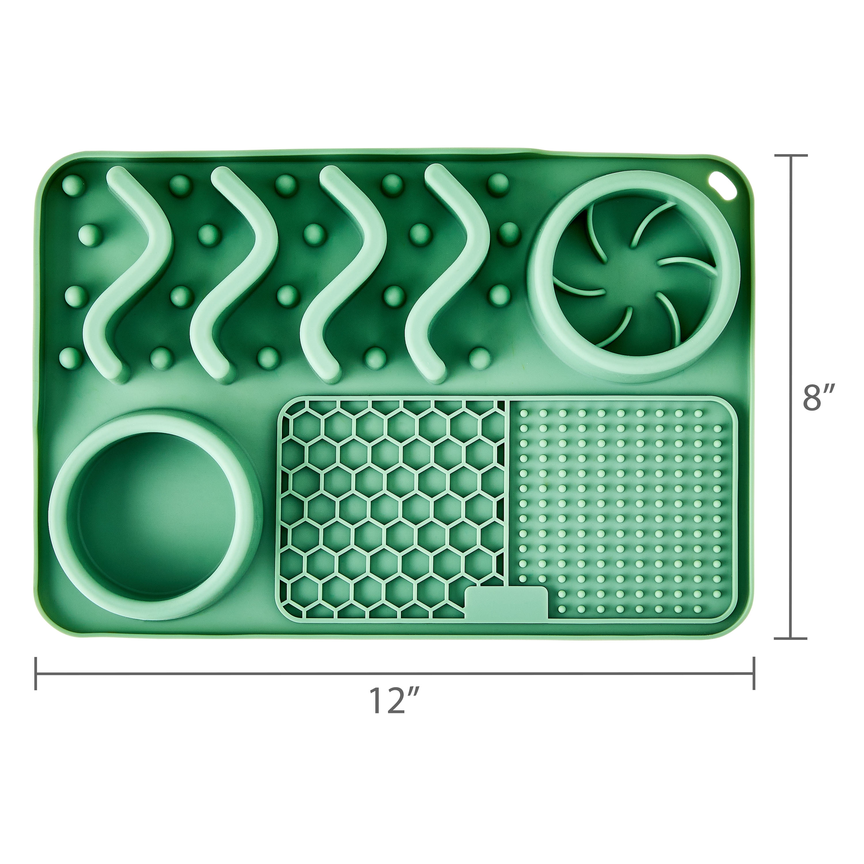 Vibrant Life Silicone Slow Feeder Compartment Pet Mat, Sage Green, 12" x 8"