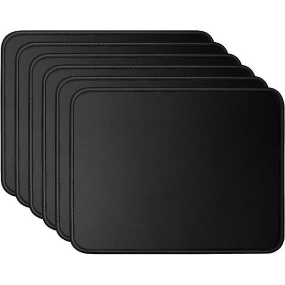 Mouse Pad Bundle Stitched Edges Premium Waterproof Gaming Mouse Mat Pad, Extends Battery Life Non-Slip Rubber Base Thick Black Mousepad for Laptop Computer & PC, 11 x 8.7 inch, Black-Pack of 6