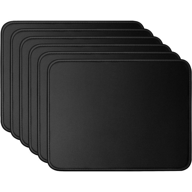 Mouse Pad Bundle Stitched Edges Premium Waterproof Gaming Mouse Mat Pad, Extends Battery Life Non-Slip Rubber Base Thick Black Mousepad for Laptop Computer & PC, 11 x 8.7 inch, Black-Pack of 6