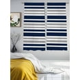 thumbnail image 4 of Navy Blue Grey Striped Sheer Curtains 63 Inch Length 2 Panels Set, Semi Transparent Voile Rod Pocket Curtains for Living Dining Room Bedroom Drapes Gradient Horizontal Lines, 4 of 6