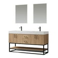 thumbnail image 2 of Vinnova Alistair 60" White Stone Top Oak Double Vanity Black Frame w/o Mirror, 2 of 17
