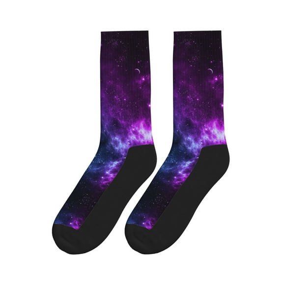 Men Women Universe Nebula Galaxy Funny Novelty Mid-Crew Socks