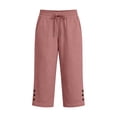 thumbnail image 3 of CUSTG Women Wide Leg Pants Straight Leg Capri Drawstring High Waist Pants With Pockets Summer Beach Loose Fit Cozy Soft Beach Pants, 3 of 3