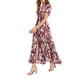 thumbnail image 4 of SAYOO Vestido bohemio femenino, estampado de flores de verano con cuello en V corto / media manga de una pieza para damas, S / M / L / XL / XXL SAYOO  moda, 4 of 6