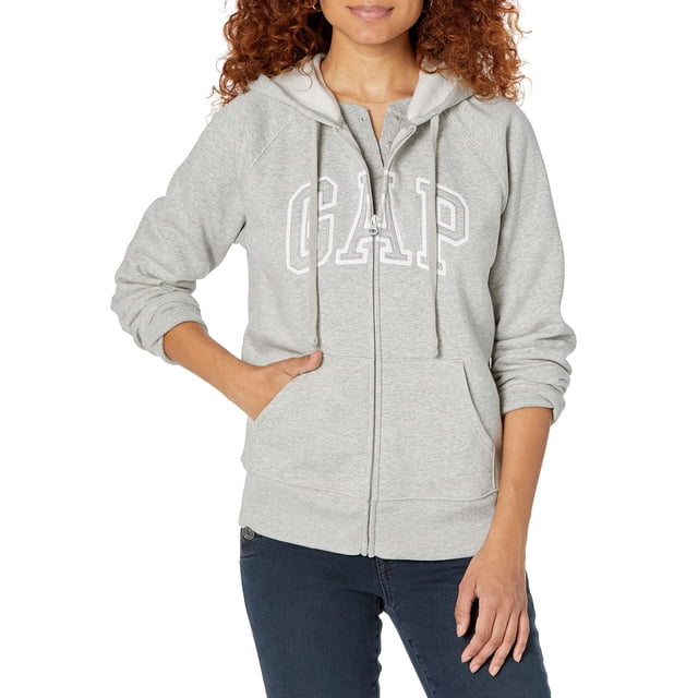 Sudadera con Capucha para Mujer GAP Logo con Cierre Gris Claro XL