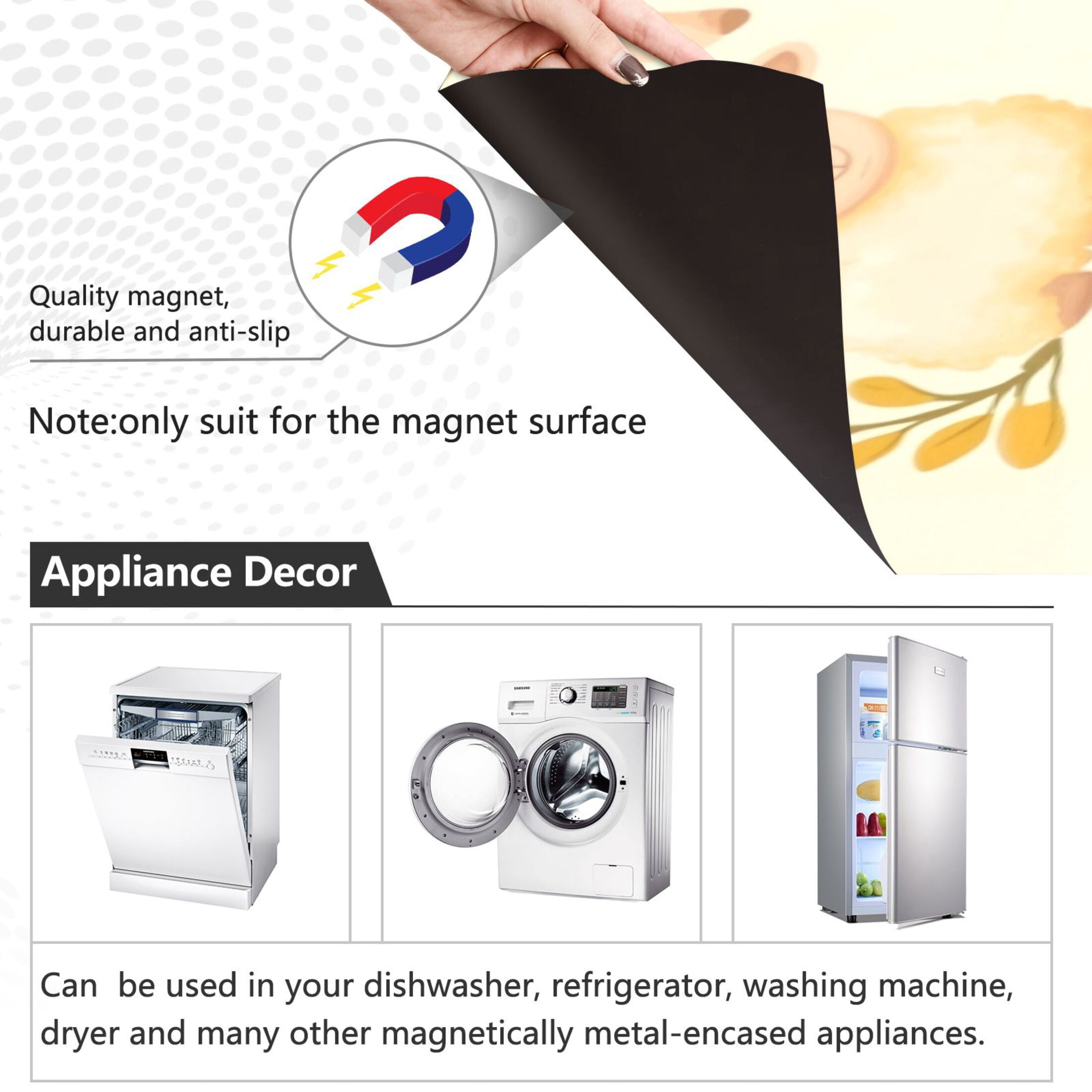 Dishwasher Magnetic Sticker 23x26 Inch Refrigerator Magnetic Sticker Washing Machine Magnetic Sticker Kitchen Panel Magnetic Sticker Home Decor Lovely Yellow Lamb