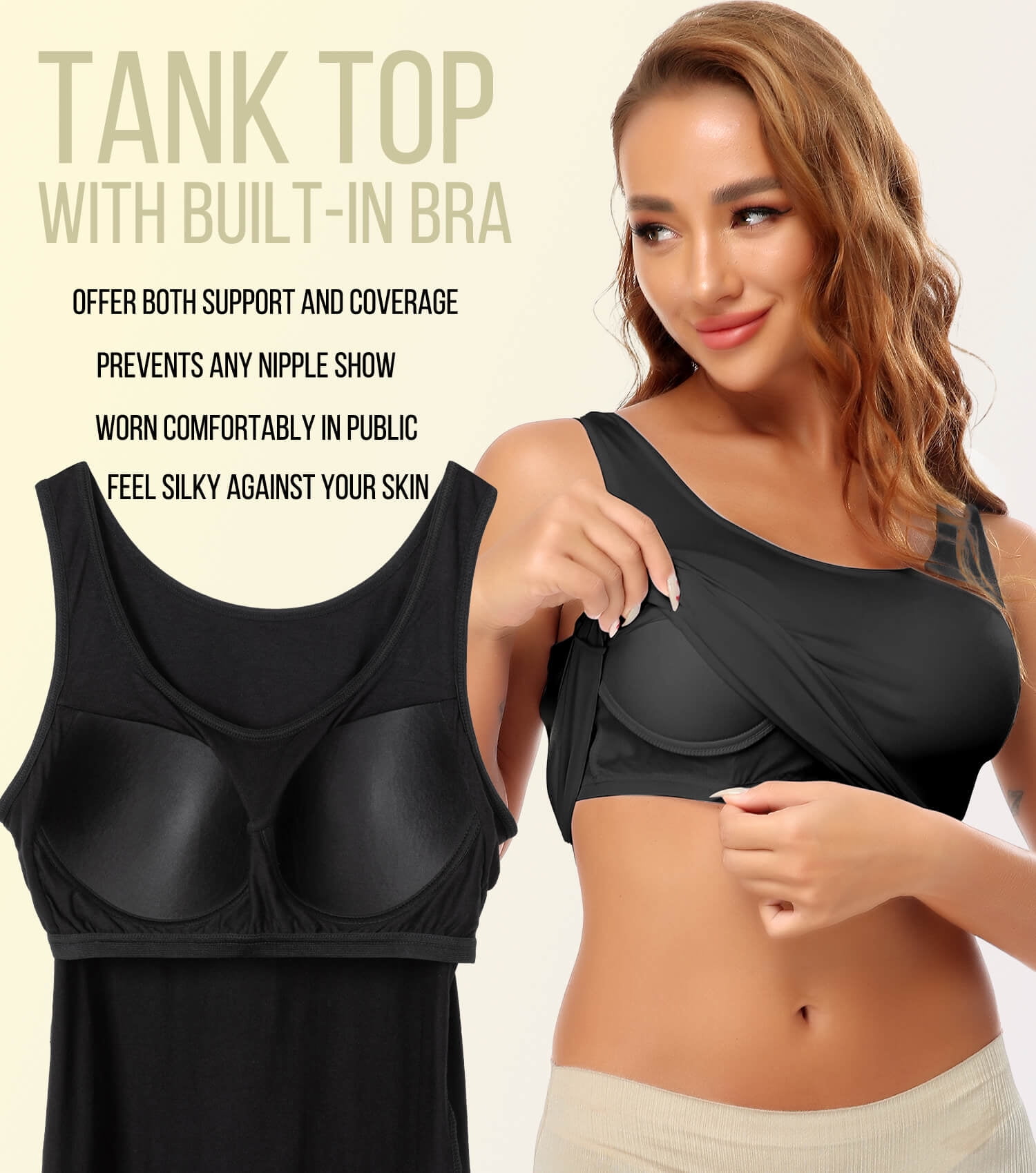 Woman Cami Tops With Built In Bra. Face Swap. Insert Your Face ID:1664844