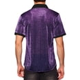 thumbnail image 3 of INSPIRE CHIC Father's Day Sheer Mesh Shirts for Men's See Through Short Sleeves Party Disco Shiny Metallic Shirts S Purple, 3 of 4