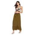 thumbnail image 1 of Women Solid Skirt Long Ruffle Layered Ladies Skirts for Summer with Elastic Waist Online, 1 of 7